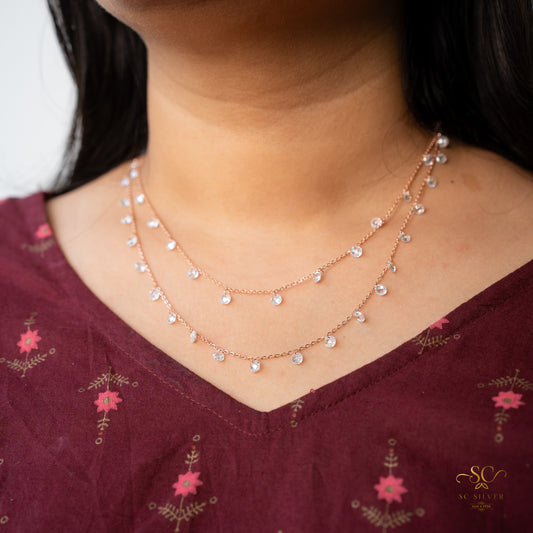 Rosegold Double Line Queen Necklace