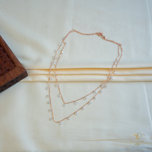 Rosegold Double Line Queen Necklace