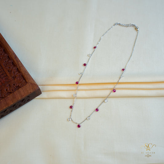 Ruby White silver Queen Necklace