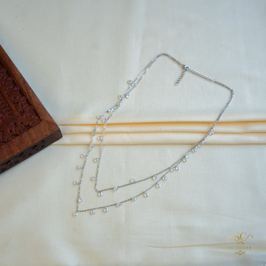 Silver Double Line Queen Necklace